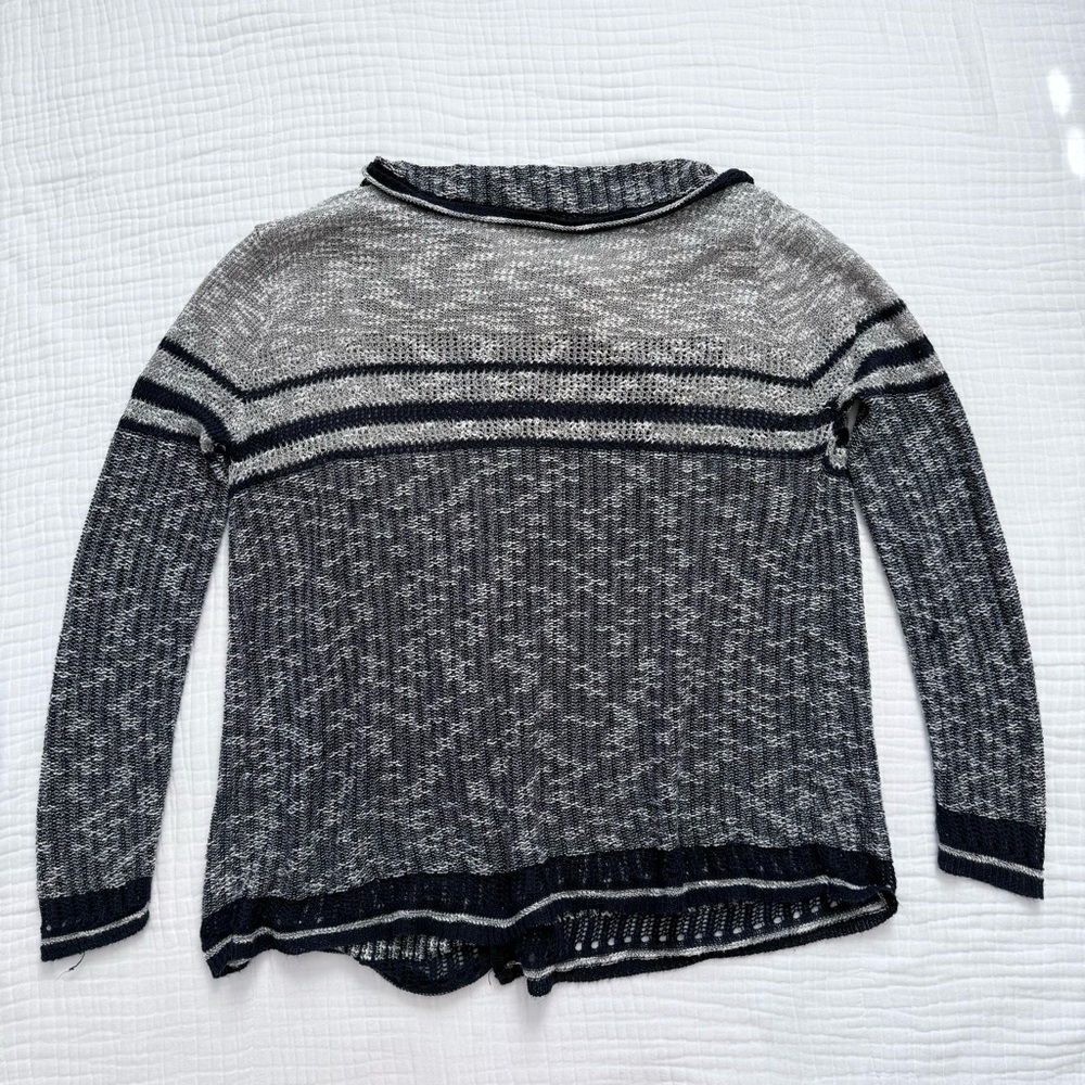 Closet Space navy & gray open knit boho cardigan sweater size medium Lightweight - Picture 4 of 10
